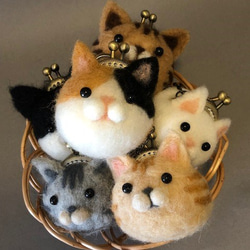 猫のがま口(=^x^=)お好きな柄でお作りします♪ 羊毛フェルト sachi