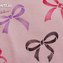 【送料無料】リボンの型染めピンクの長袖Ｔシャツ 3枚目の画像