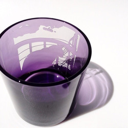 窓辺の猫/ロックグラス【紫】 2枚目の画像