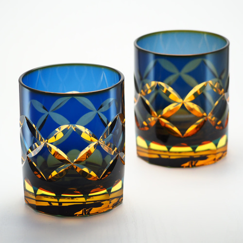 夕焼け猫+七宝紋/切子【完売】 | 可夜硝子