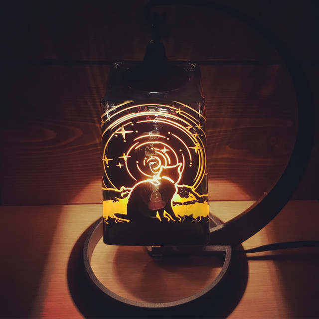 星詠み猫/ノスタルジック角ランプ　【受注制作30日納期】