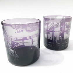 窗台貓/直筒玻璃杯[紫色] 第1張的照片