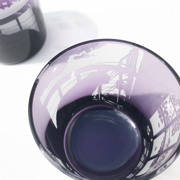 窗台貓/直筒玻璃杯[紫色] 第3張的照片