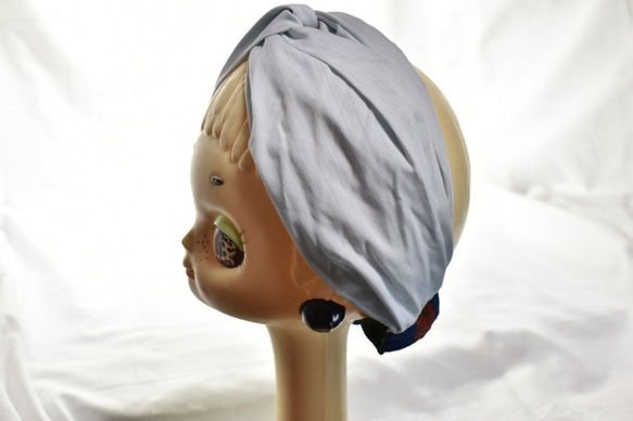 kimono 2way ribbon turban 着物リボンターバン　着物リメイク　ヘアバンド　日本製　青　カラフル 5枚目の画像