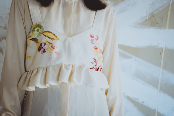 Kimono bustier 着物リメイク ビスチェ 花柄 ショート丈 フリル