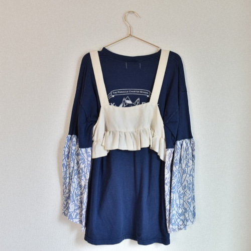 Kimono bustier 着物リメイク ビスチェ 花柄 ショート丈 フリル