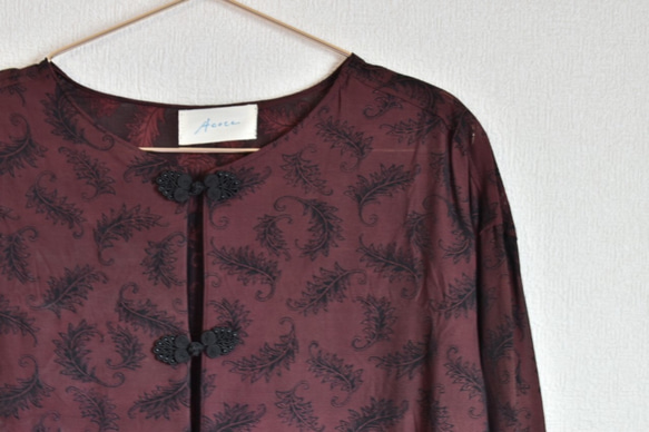 Kimono china shirt チャイナシャツ　着物リメイク　カンフー　花柄 7枚目の画像