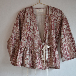 Kimono 2way winding one piece short - plum 着物リメイク　巻き　2way ショ 6枚目の画像