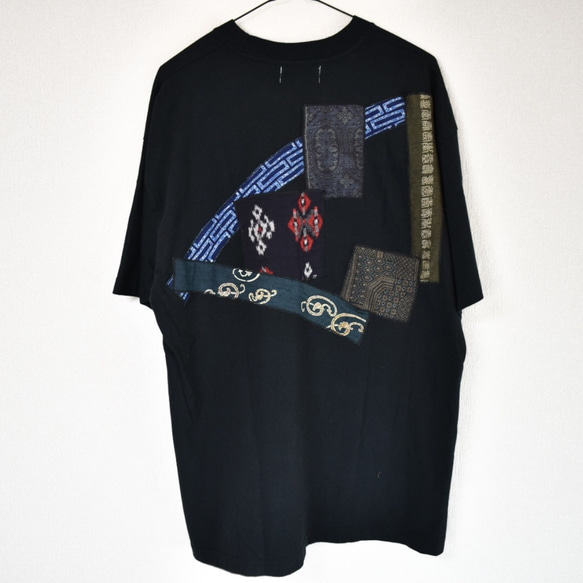 Remake patchwork Tshirt 着物リメイク　古着リメイク　パッチワークTシャツ 1枚目の画像