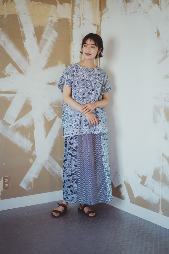 Kimono long skirt - yukata patchwork 着物　浴衣リメイク　ロングスカート　パッチワー 1枚目の画像