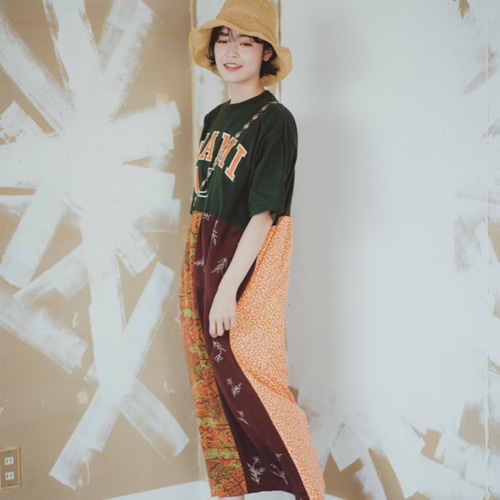 Kimono remake T shirt one piece 着物リメイク パッチワーク Tシャツ