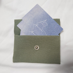 Kimono card case 着物　リメイク　カードケース　名刺入れ　日本製　モスグリーン　鶯　木　カーキ 3枚目の画像