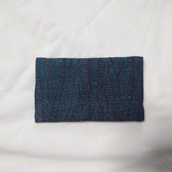Kimono card case 着物　リメイク　カードケース　名刺入れ　日本製　ネイビー　ウール　縦波 3枚目の画像