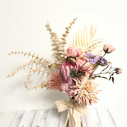 アーティフィシャルフラワー　ピンクベージュグラデ　花束ブーケ　 1枚目の画像