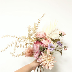 アーティフィシャルフラワー　ピンクベージュグラデ　花束ブーケ　 3枚目の画像