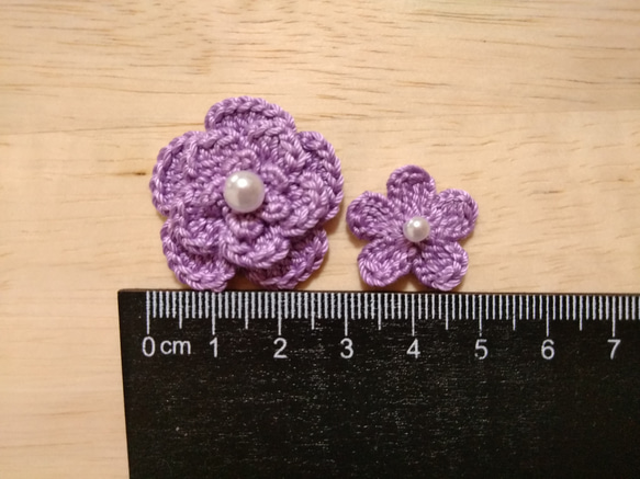 お花のモチーフセット＊紫系３色＊９枚(大３枚、小６枚)＊ 2枚目の画像
