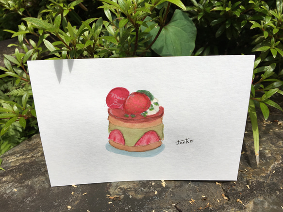 イチゴとピスタチオのケーキ 2枚目の画像