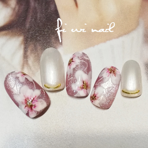 Flower Galaxy♡ネイルチップ♡マグネットギャラクシーフラワー ネイル  