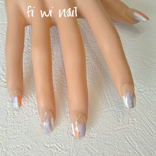 ❤️PaintedFrench❤️ネイルチップ004 ぬりかけ 塗りかけ オレンジ