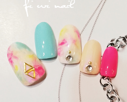 SummerTieDye ♡ネイルチップ♡夏ネイルタイダイ ネイルチップ