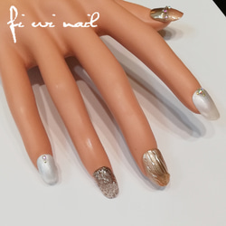 Pearl Beige Nuance♡ネイルチップ♡パール ベージュ ニュアンス なみなみネイル 3枚目の画像