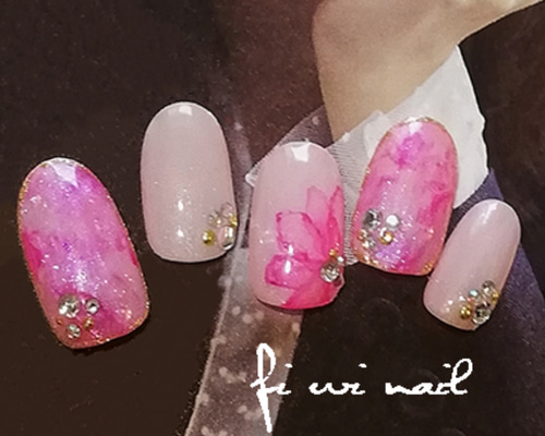 ネイルチップ ピンク 花 フラワー 押し花 オーダーネイル 韓国 可愛い 大人 955761b1c6e93a903f36b1c35d9a74