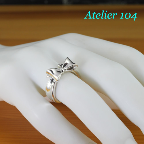 シルバー925 リボン型  手作りリング リボン シルバーリング 指輪・リング Atelier 104 通販 10129048