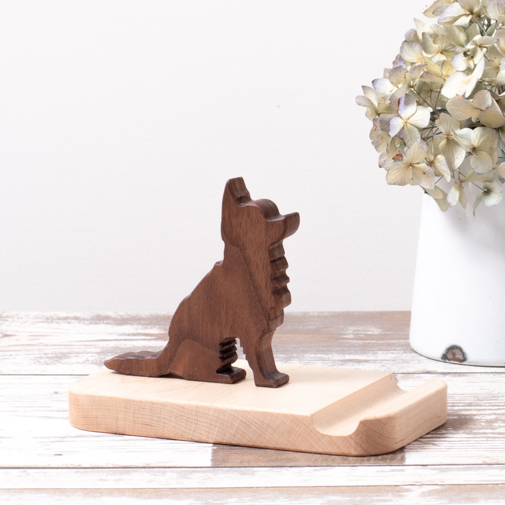 【受注制作】ロングコートチワワのスマホスタンド