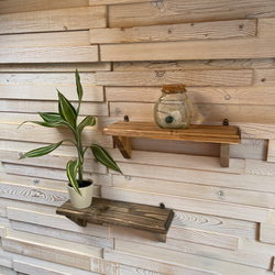 家具屋さんの無垢材 ウォールシェルフ 壁掛け 賃貸 石膏ボード 木製 木 北欧 英国  デザイン 安い 棚板 2枚目の画像