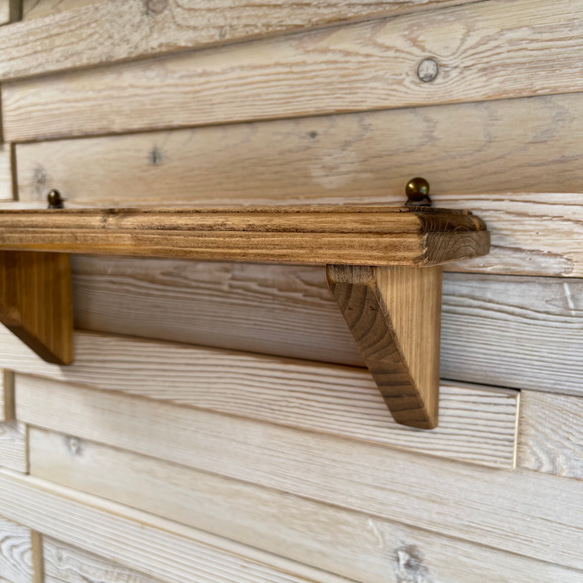 家具屋さんの無垢材 ウォールシェルフ 壁掛け 賃貸 石膏ボード 木製 木 北欧 英国  デザイン 安い 棚板 5枚目の画像