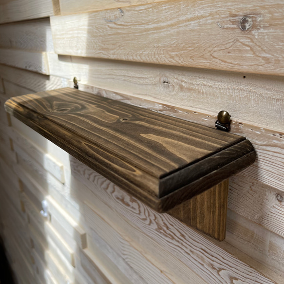 家具屋さんの無垢材 ウォールシェルフ 壁掛け 賃貸 石膏ボード 木製 木 北欧 英国  デザイン 安い 棚板 8枚目の画像