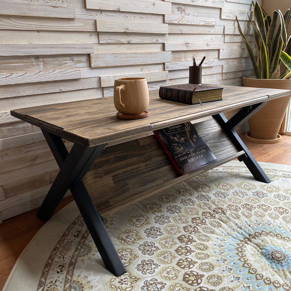 折り畳み クロスレッグ ローテーブル A2 アイアン風 家 キャンプ