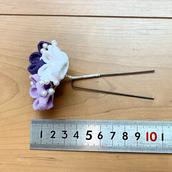 梅とパールのUピン【今紫×藤×白】 3枚目の画像