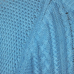 ◇天然藍 藍染◇　袖絞り　模様編みコットンセーター 4枚目の画像
