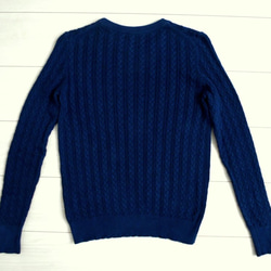 ◆天然灰汁発酵建て　本藍染◆　コットンカシミヤ　ケーブル編みセーター 7枚目の画像