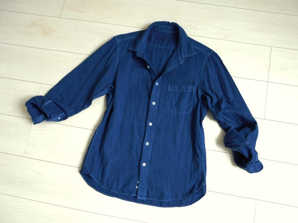 貴重 新品】天然灰汁発酵建 藍染シャツ