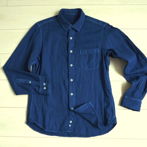 【貴重　新品】天然灰汁発酵建　藍染シャツ