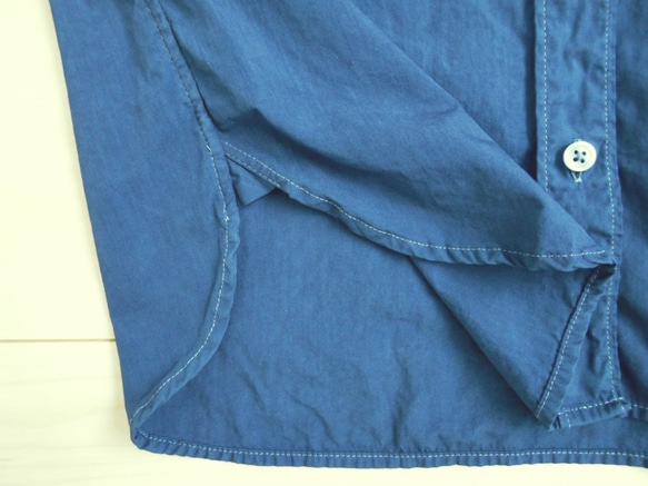 ◆100％自然素材　天然灰汁発酵建て 本藍染◆　オーガニックコットン１００％ ブロード長袖シャツ 4枚目の画像