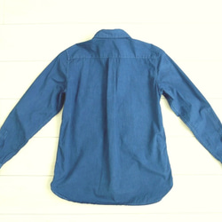 ◆100％自然素材　天然灰汁発酵建て 本藍染◆　オーガニックコットン１００％ ブロード長袖シャツ 6枚目の画像