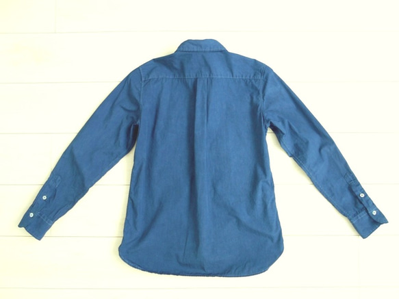 ◆100％自然素材　天然灰汁発酵建て 本藍染◆　オーガニックコットン１００％ ブロード長袖シャツ 6枚目の画像