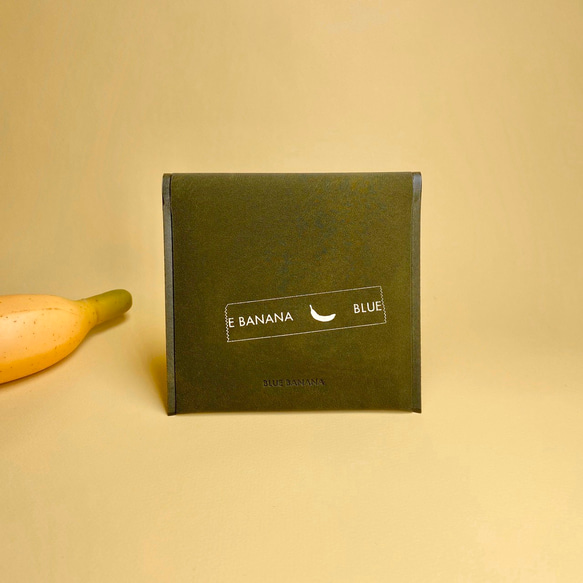 カスタム可【スエード調カーキ】バナナボタンセカンドウォレット 4枚目の画像