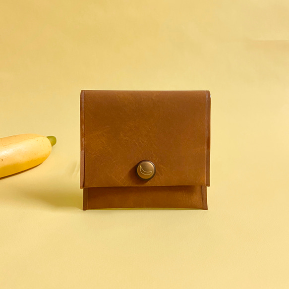 可定制【麂皮棕】香蕉扣二錢包 第3張的照片