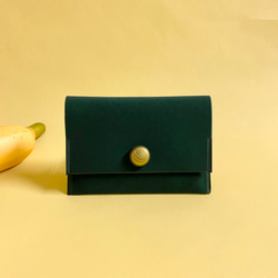 カスタム可【スエード調グリーン】バナナボタンパスケース 3枚目の画像