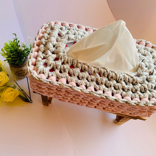 ティッシュカバー　ボックスティッシュカバー　ズパゲッティ　Tシャツヤーン ティッシュケース Tシャツヤーン ティッシュカバー その他