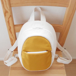 たまご型リュック・マスタード×オフホワイト 5枚目の画像