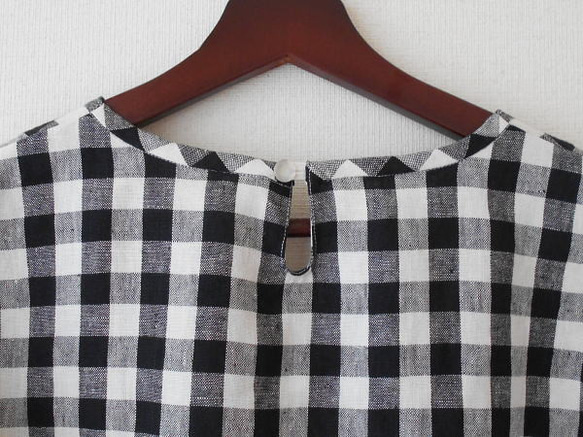 リネンギンガムの袖リボンブラウス 5枚目の画像