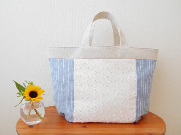 レースとストライプのサマーバッグ 1枚目の画像