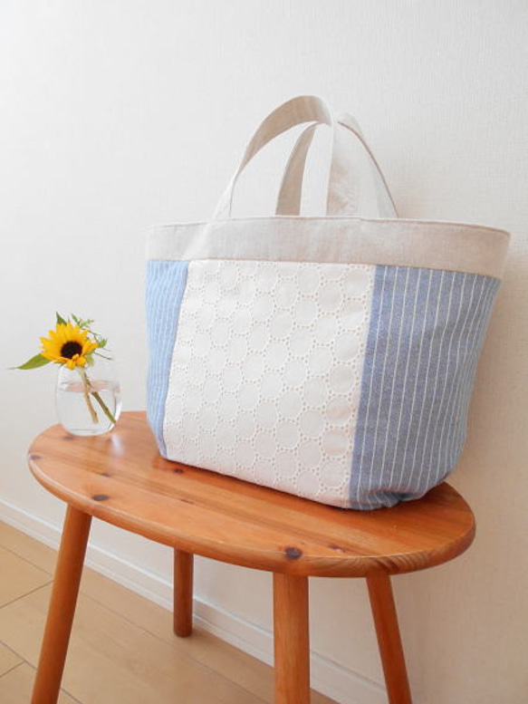 レースとストライプのサマーバッグ 2枚目の画像