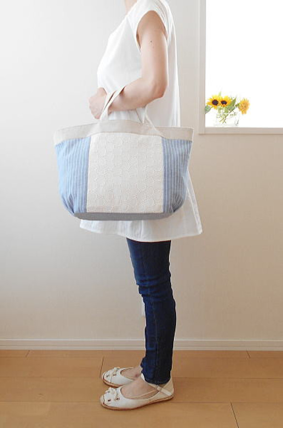 レースとストライプのサマーバッグ 3枚目の画像