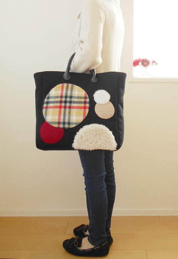 【Creema限定】冬のトートバッグ・まる 4枚目の画像